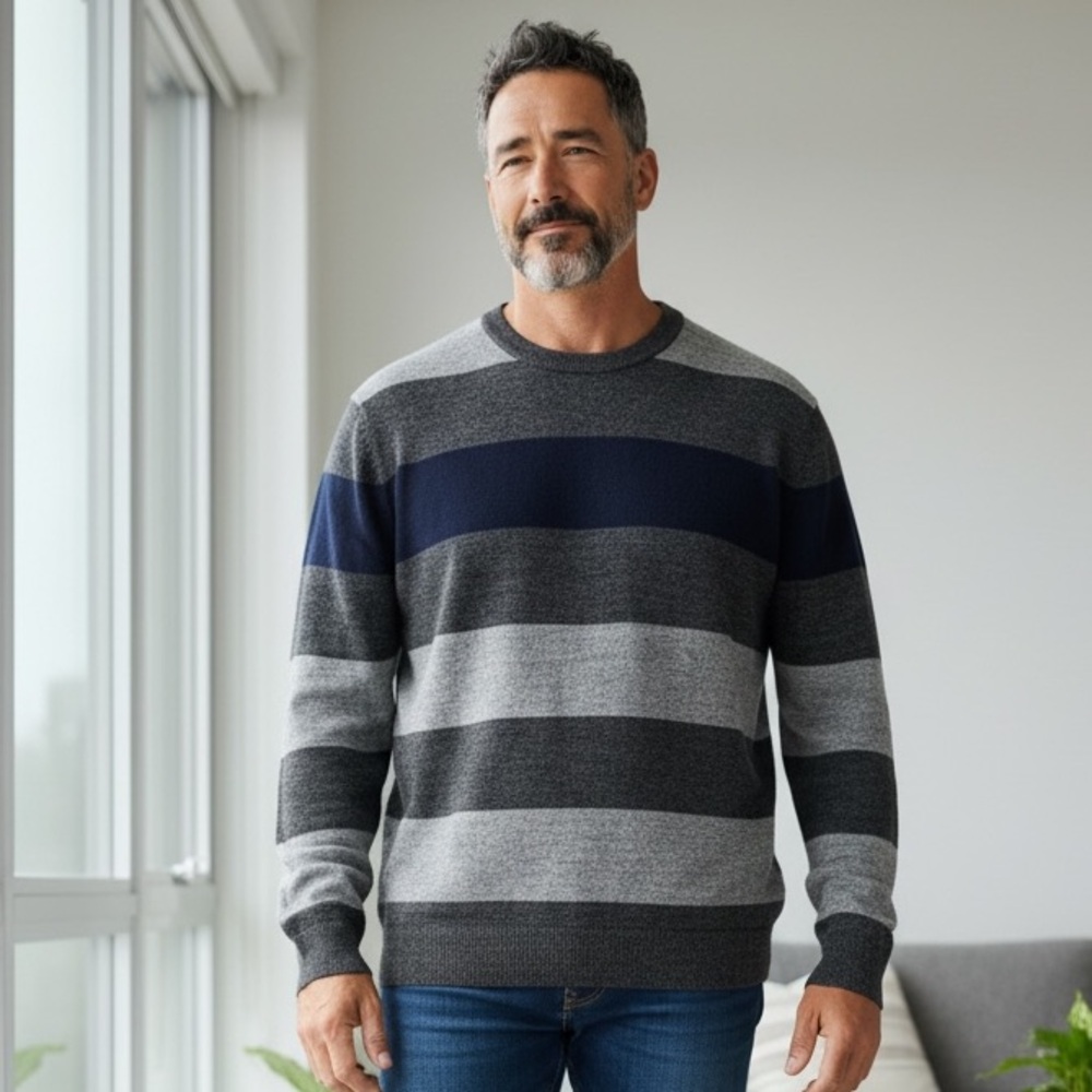 #188 Roots Charcoal and Heather Gray Knit Sweater